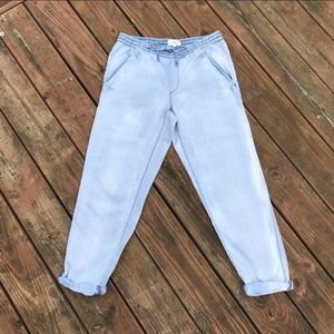 Lou & Grey Light Wash Cropped Distressed Joggers